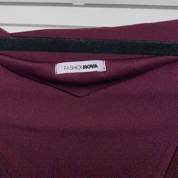 Fashion Nova, wine color, size Small. Worn twice. Asymmetrical. - Picture 2 of 5